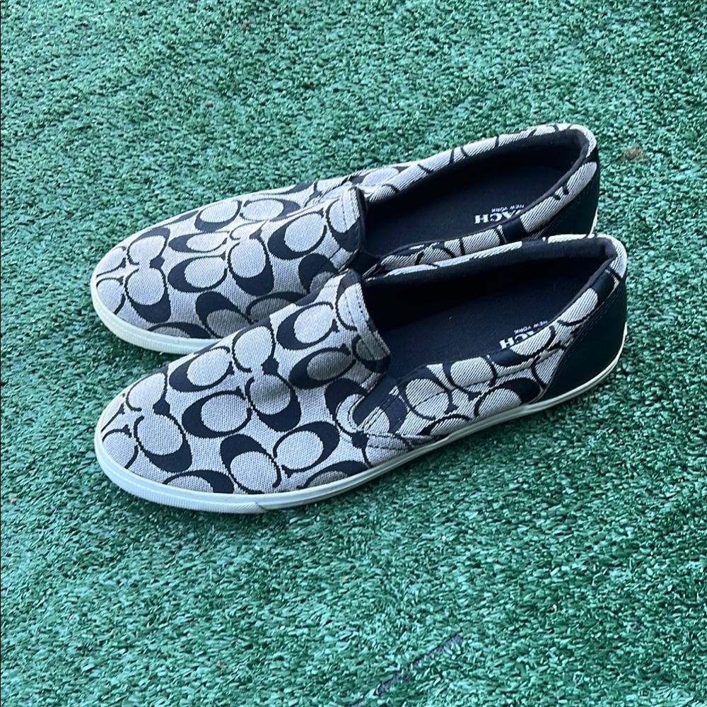 Coach Monogram Black and Gray Slip-Ons